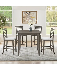 Maison Boucle 5-Piece Counter Height Dining Table and Chairs Set, Bar Table with Upholstered Stools for Kitchen or Apartment