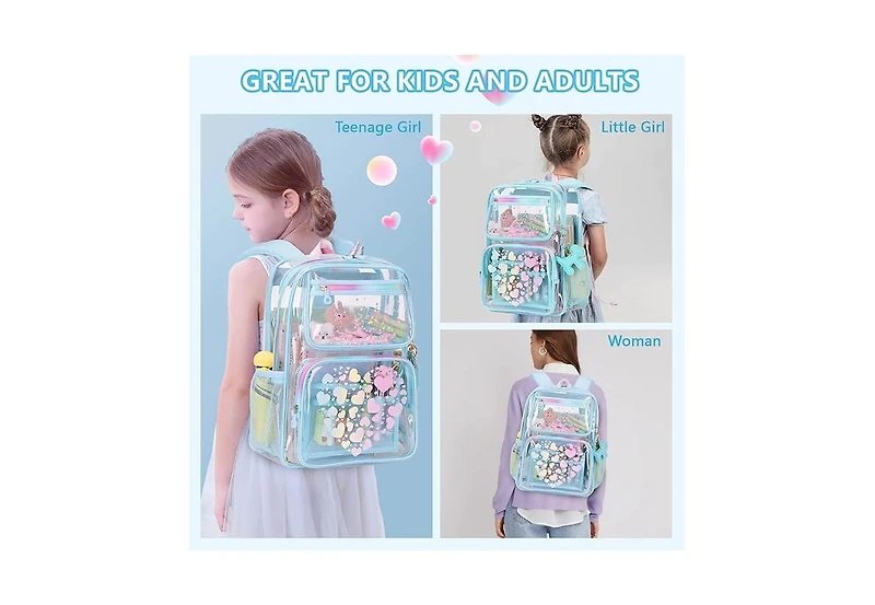 Batfox Clear Backpack for School Girls, Heavy Duty Tpu Transparent Backpack Stadium Events Approved, Clear Bookbag
