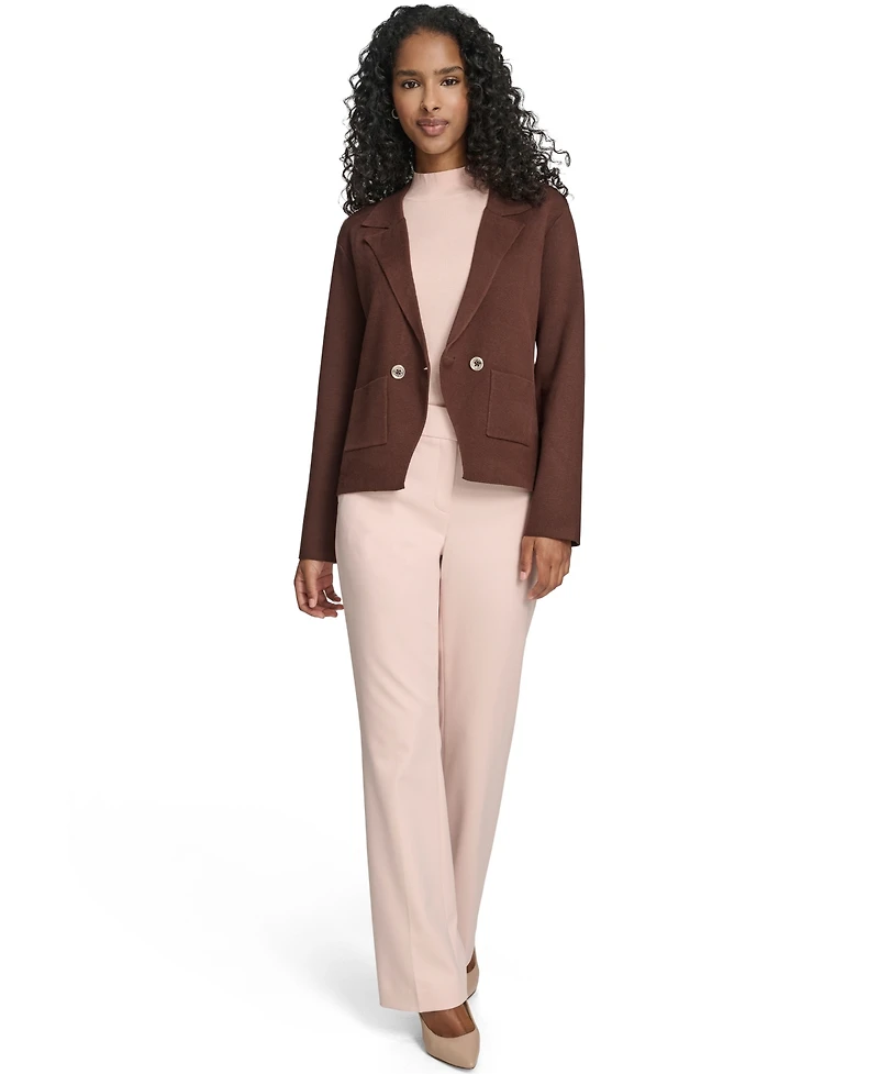 Tommy Hilfiger Women's Double Breasted Peak Lapel Sweater Jacket