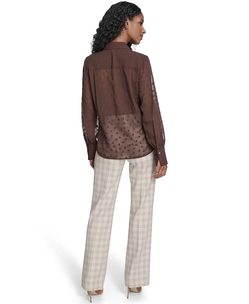 Tommy Hilfiger Women's Clip Dot Pleated Bib Top