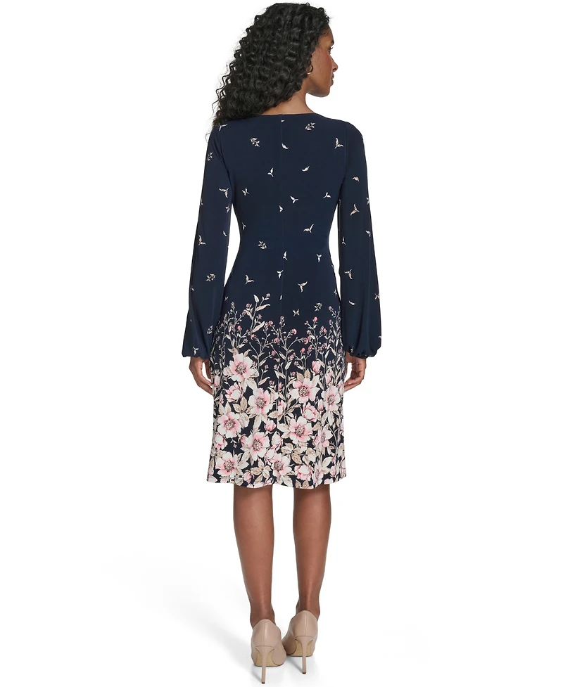 Tommy Hilfiger Petite Placement Print Shift Crewneck Dress