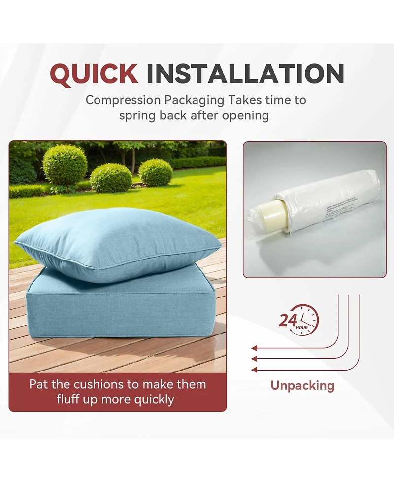 Gymojoy PlushCore 24 in. x 6 Olefin 4-Piece Deep Seating Outdoor Lounge Chair Sofa Cushion