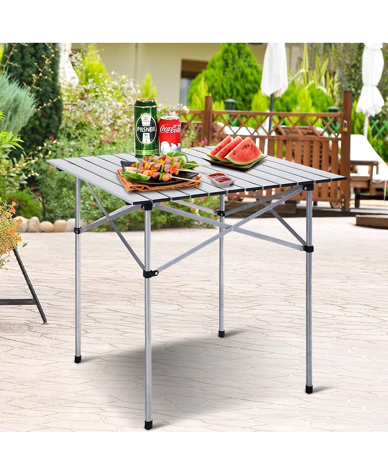 Sugift Roll Up Portable folding Camping Aluminum Picnic Table