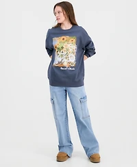 Rebellious One Juniors' Sunflower Crewneck Sweatshirt