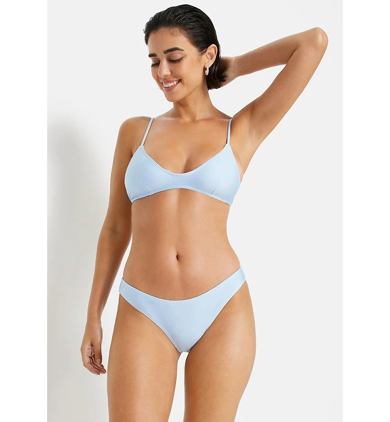 Lscn by Lascana Women's Shimmer Scoop Neck Bikini Swimsuit Top Bra Sizing