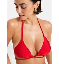 Lscn by Lascana Women's Shimmer Strappy Triangle Bikini Swimsuit Top Bra Sizing