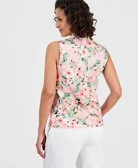 Kasper Petite Tie-Neck Sleeveless Top