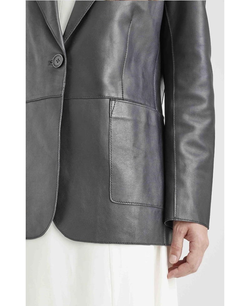 Velez Women's Leather Astromelia Blazer with a straight silhouette
