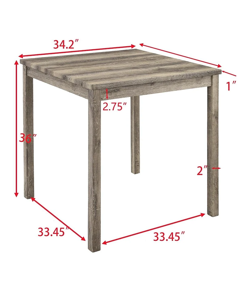Maison Boucle 5-Piece Counter Height Dining Table Set with Upholstered Stools, Wood Grain Mdf Top and Solid Wood Legs, Space-Saving Table Set