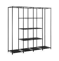 Wardrobe with 4 Compartments Black 68.9"x17.7"x66.9"