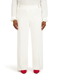Kasper Women's Pull-On Rivet Faux Extend Tab Trousers