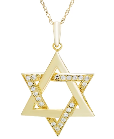 Macy's Diamond Pendant Necklace (1/8 ct. t.w.) in 14k Yellow Gold