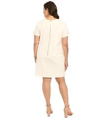 London Times Plus-Size Crewneck Shift Dress