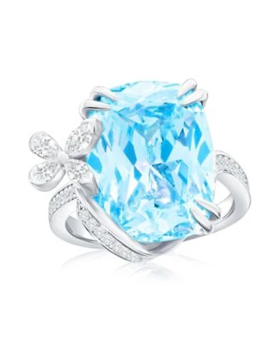 Suzy Levian New York Gala Collection Elongated Cushion Firework Cut Cubic Zirconia Butterfly Accent Ring