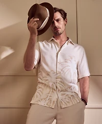 Cubavera Men's Batik Palm Print Short Sleeve Button Down Shirt