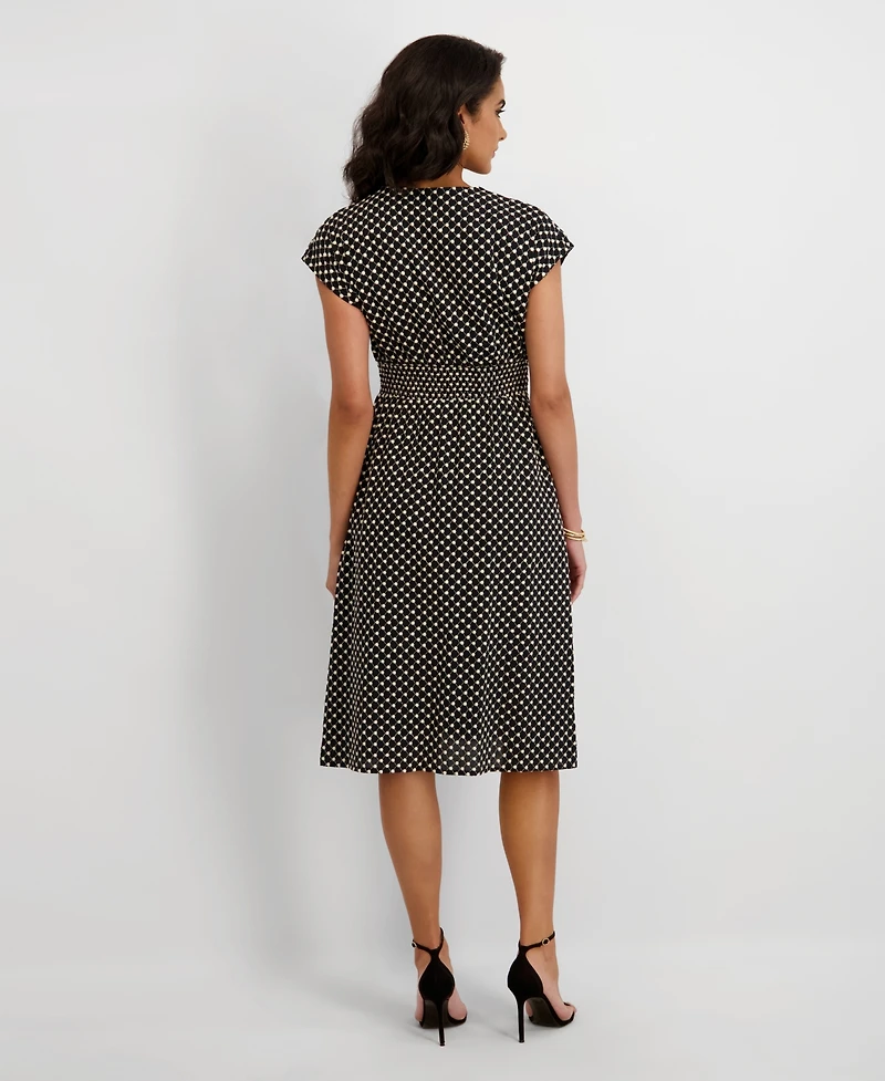 kensie Women's Embroidered V-Neck Dress