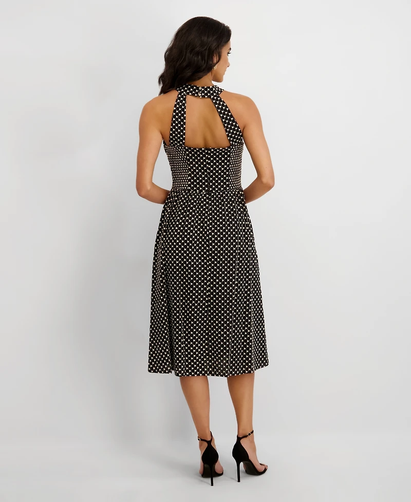 kensie Women's Embroidered Halter Neck Dress