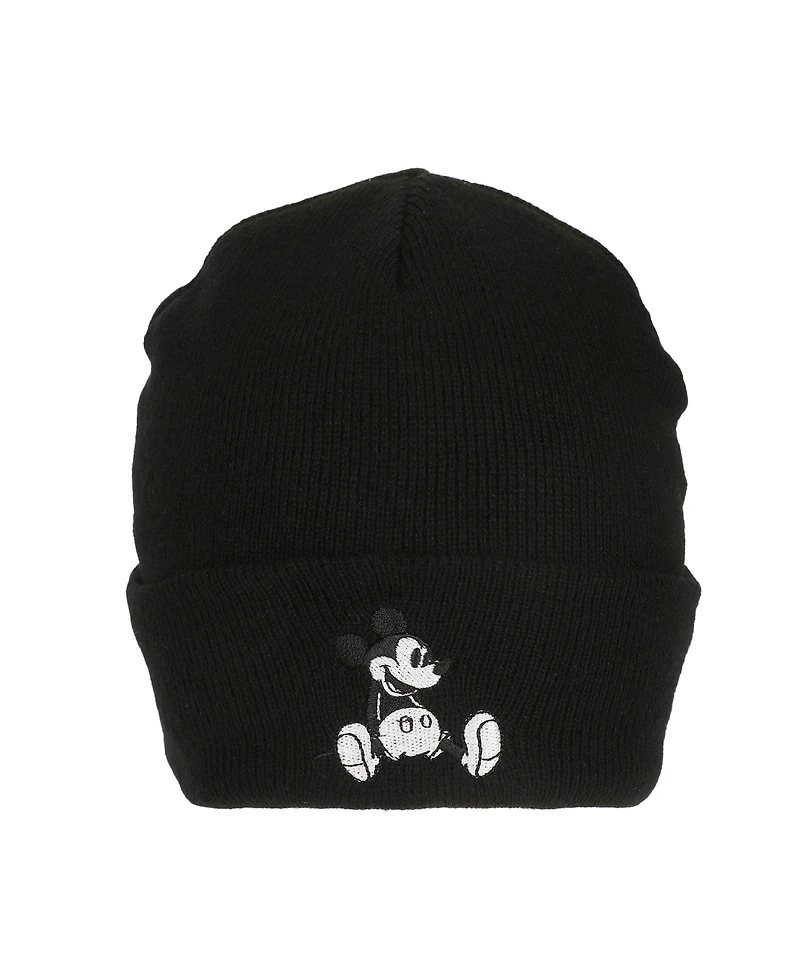Disney Men's Mickey Mouse Embroidery Acrylic Knit Standard Cuff Beanie