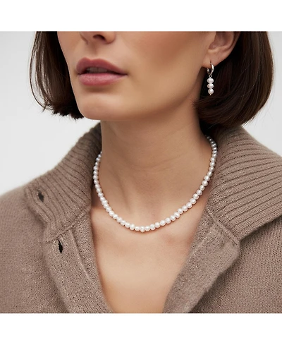 18K Gold Plated Freshwater Pearls -Jackie Necklace & Jackie Earrings Set For Women