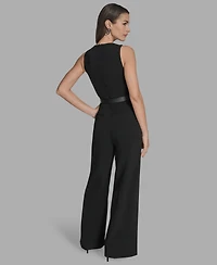 Bcbg Women's Belted V-Neck Sleeveless Jumpsuit