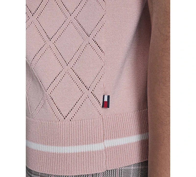 Tommy Hilfiger Women's Pointelle Polo Collared Sweater