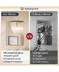 Keonjinn Inch Brushed Nickel Bathroom Vanity Mirror Metal Framed Over Sink Wall Mirror Horizontal/Vertical