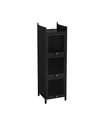 Casainc Modern Three-Tier Glass Door Cabinet with Four-Tier Storage for Living Room, Dining, Entryway, or Bathroom