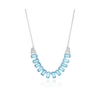 Simona Sterling Silver, Baguette Designed Gem Necklace