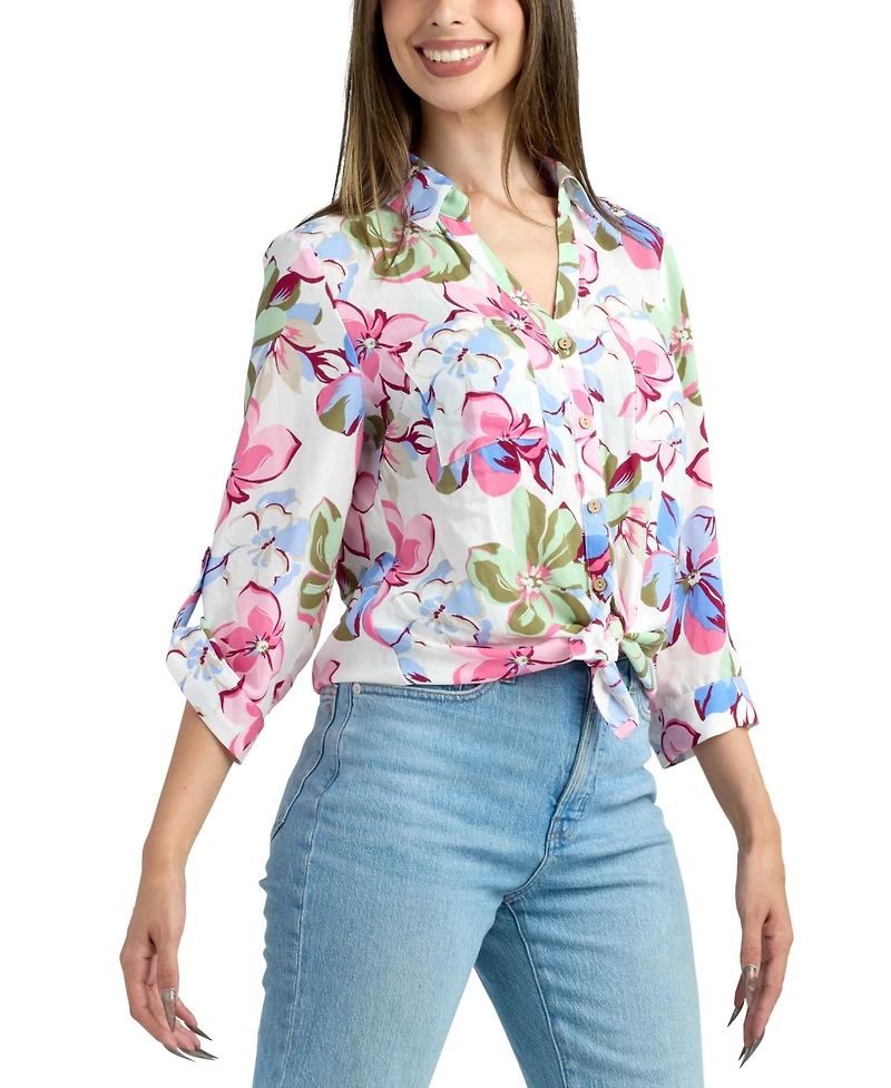 Bcx Junior's Resort Print Button-Up Shirt