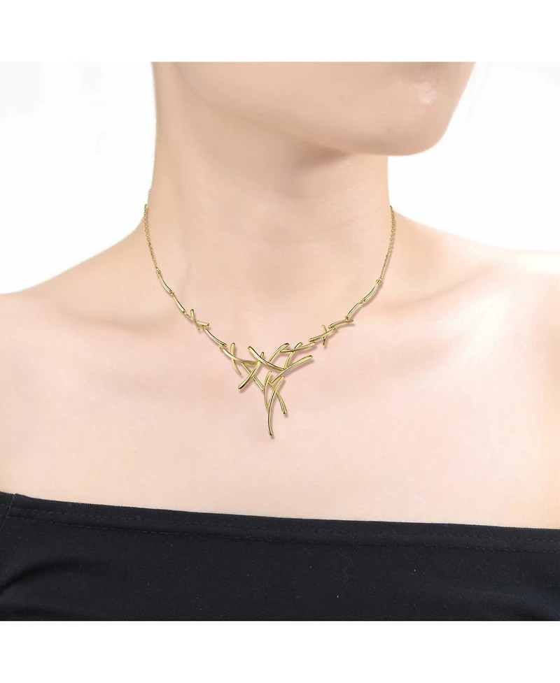 14k Gold Plated Sticks Contemporary Statement Necklace