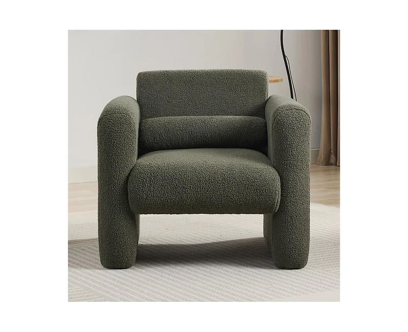 Modern Lambskin Chair Padded Reading Armchair with Pillow
