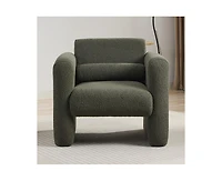 Modern Lambskin Chair Padded Reading Armchair with Pillow