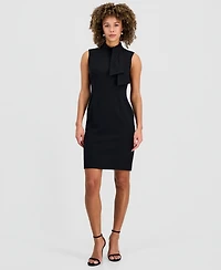 Kasper Women's Tie-Neck Sleeveless Sheath Dress, Regular & Petite