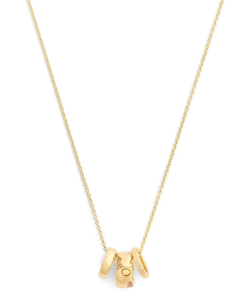 Coach Faux Stone Signature C Braided Rondelle Pendant Necklace
