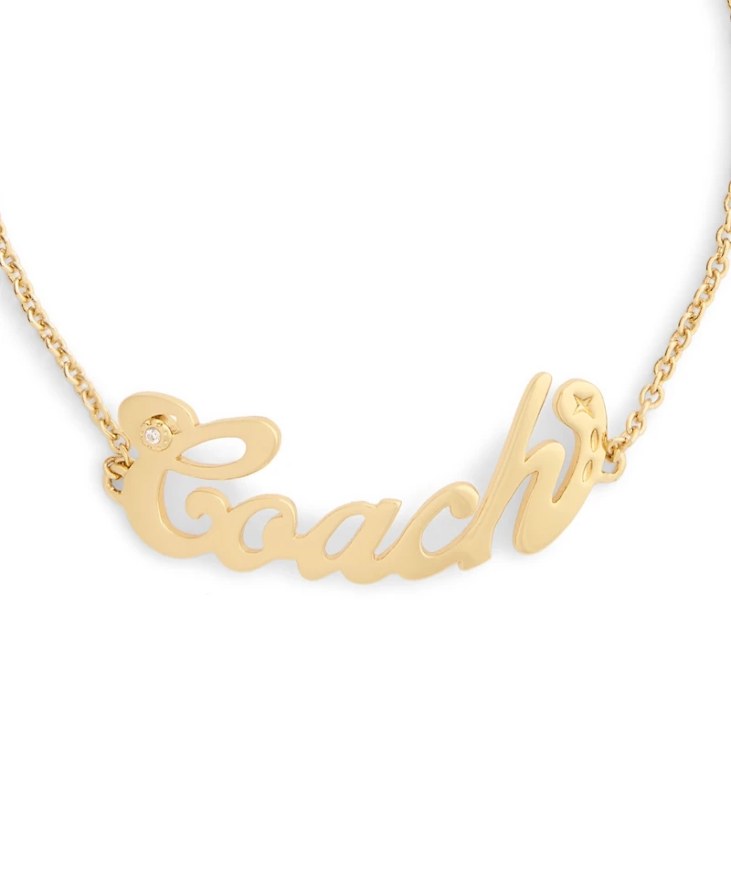 Coach Faux Stone Signature Name Plate Bracelet