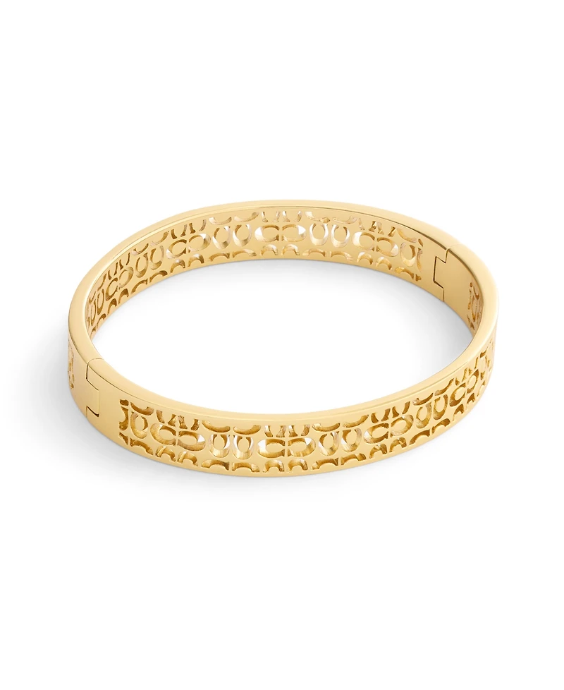 Coach Gold Signature Quilted Cut Out Bangle Bracelet