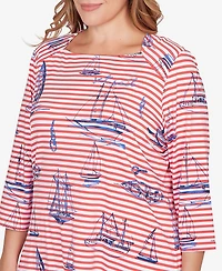Ruby Rd. Plus Striped Sailboat Knit Top
