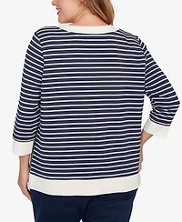 Ruby Rd. Plus Striped Popover Pocket Top