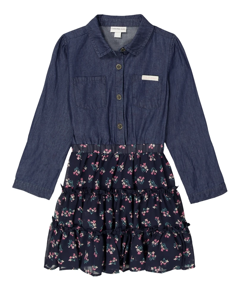 Calvin Klein Toddler Girls 2T-4T Long-Sleeve Shirt Dress