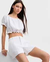 Guess Womens Issa Linen Cropped Top Arya Linen Shorts
