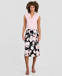 Kasper Women's Printed Pull-On Midi Skirt