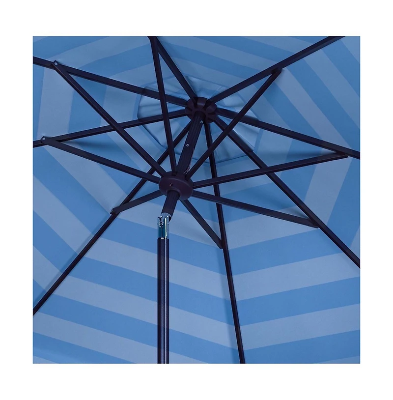 Safavieh Maui Single Scallop Striped 9Ft Crank Push Button Tilt Umbrella