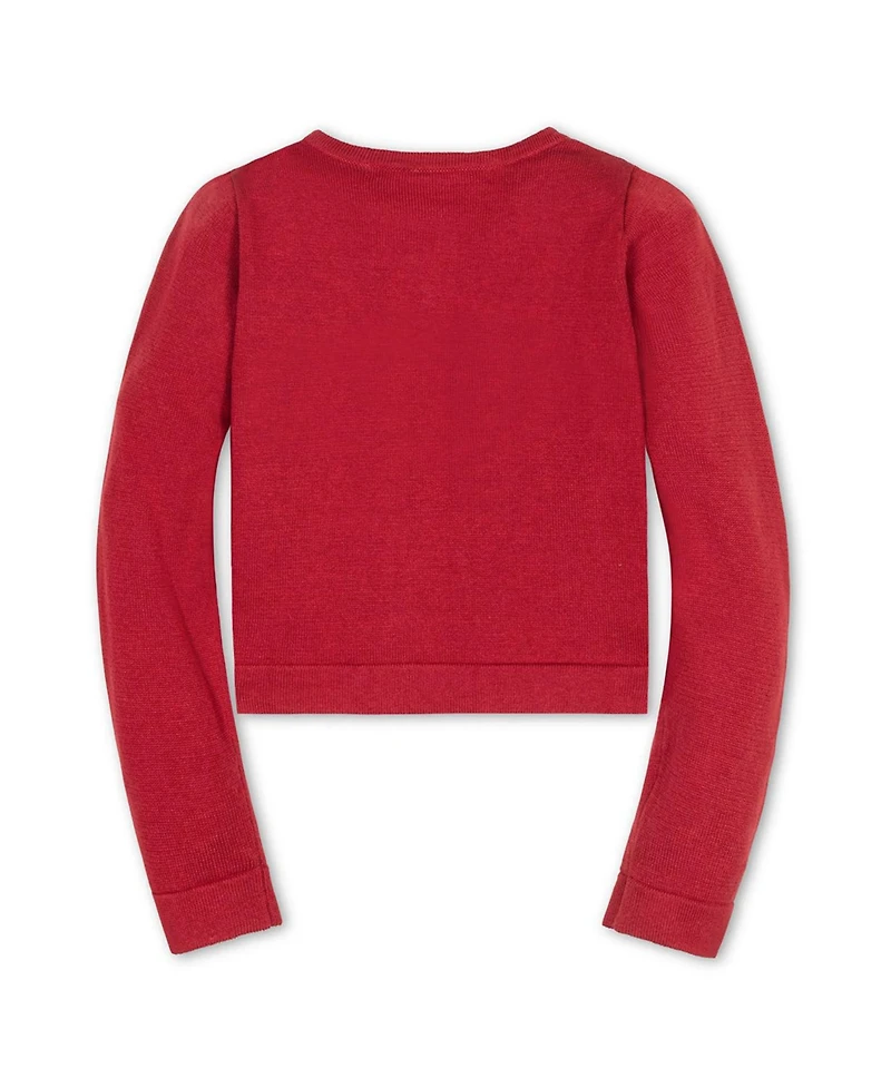 Hope & Henry Girls Organic Bow Intarsia Sweater Cardigan