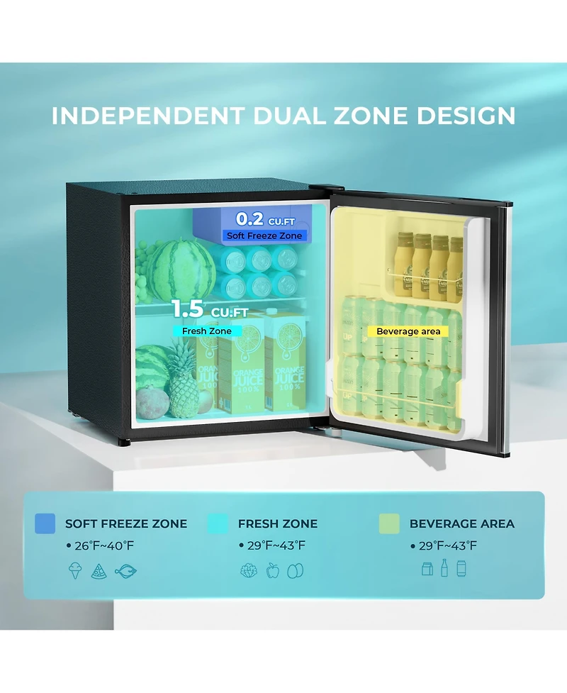 Euhomy 1.6 Cu.Ft Single Door Mini Fridge with Freezer