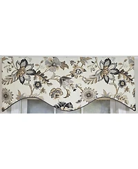 Rlf Home 100% Cotton Zanzibar Cornice With Poly/Cotton Ivory lining Rod Pocket Valance 50" x 17" Gray