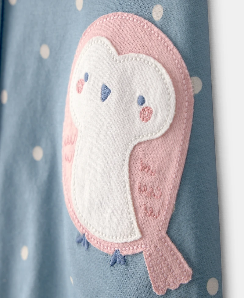 Carter's Baby Girls All-Over Dots Printed and Owl Graphic Snap-Up Romper