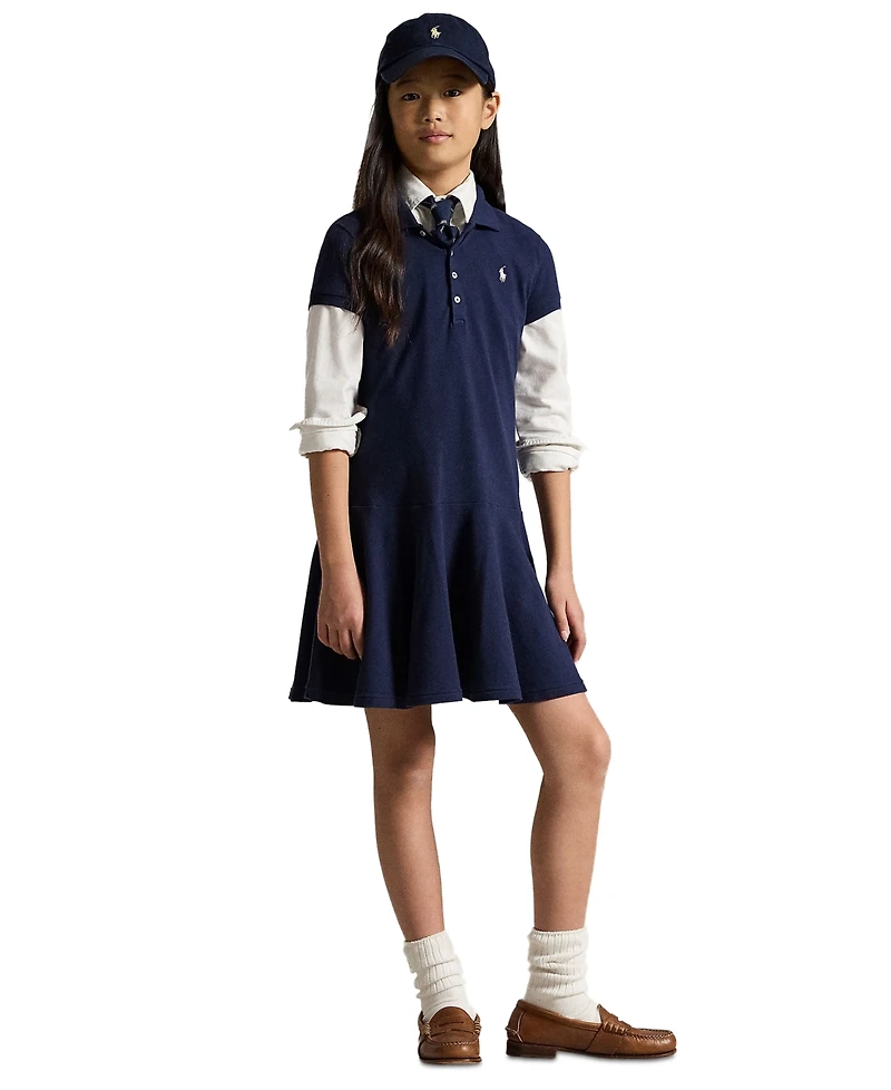 Big Girls Cotton Mesh Short Sleeve Polo Dress