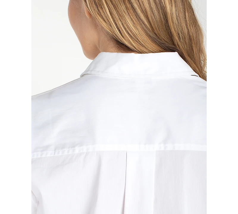 Liverpool Los Angeles Women's Adjustable Long-Sleeve Button Front Woven Top