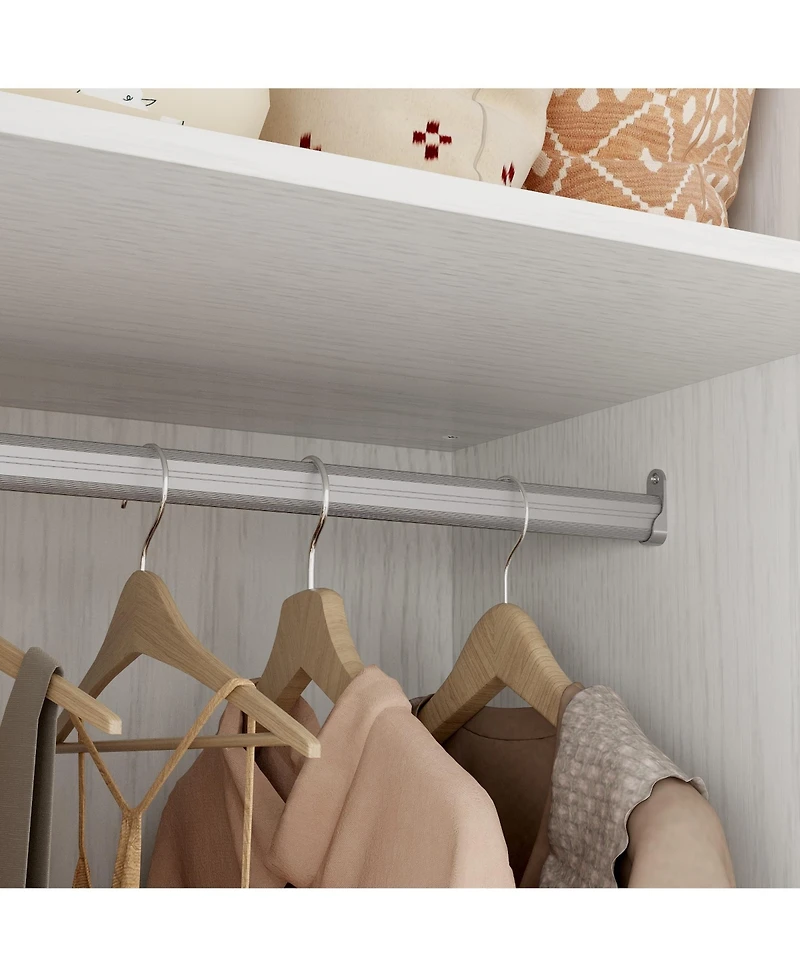 Homsee 6-Doors Big Armoires Wardrobe with Hanging Rods, 2-Drawers, Metal handles,Bedroom Closet
