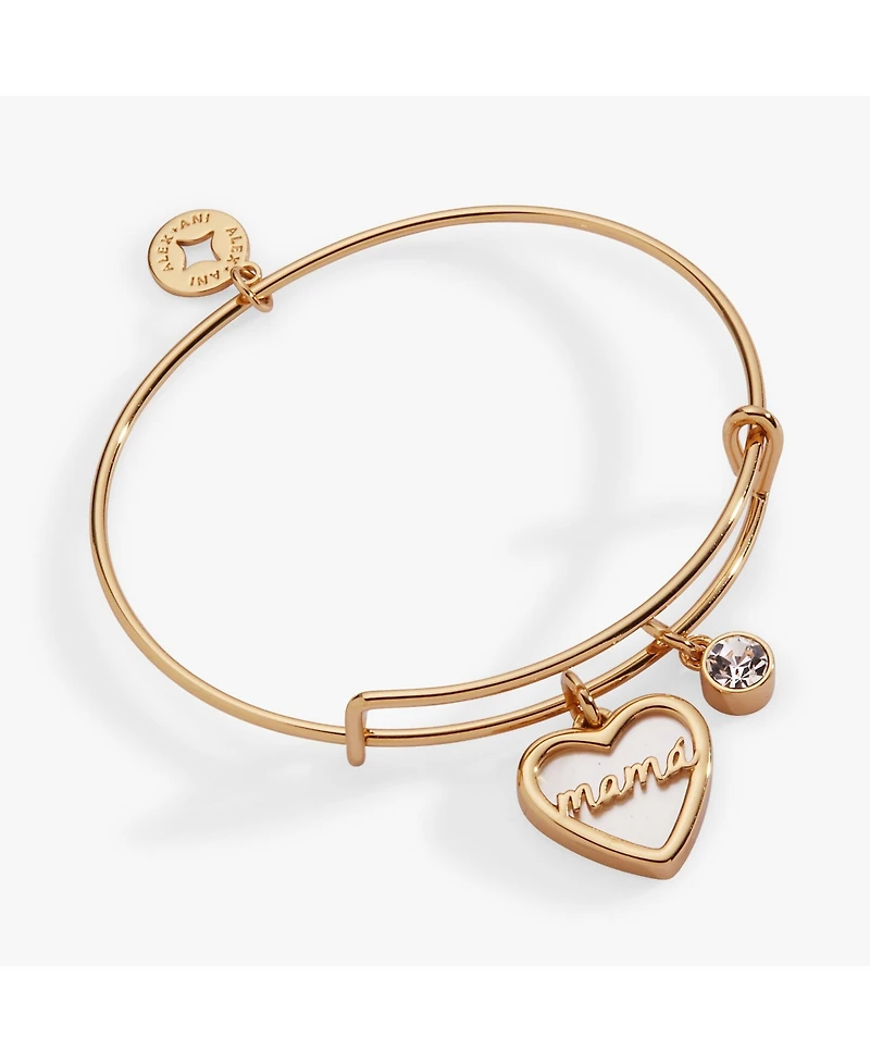 Alex and Ani Mama Mother of Pearl Heart Bangle Bracelet Duo
